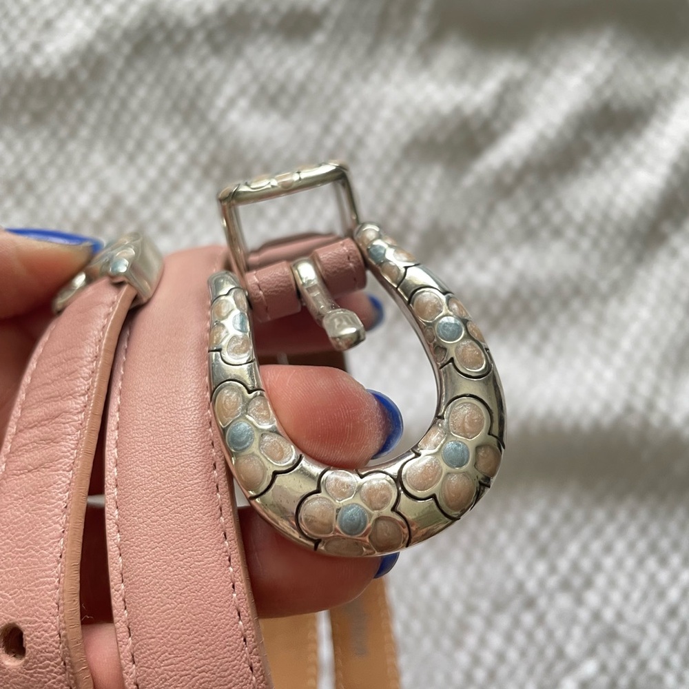 Brighton Pink Silver Floral Buckle Belt - Picture 4 of 7